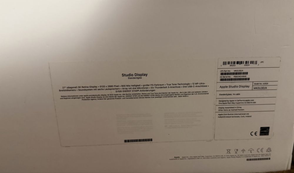 Apple StudioDisplay, 27 inch., 5K, NOU, nefolosit