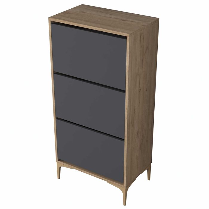 Шкаф за обувки Puzzle-home 2817, 3 отделения, Орех - антрацит-Промоция