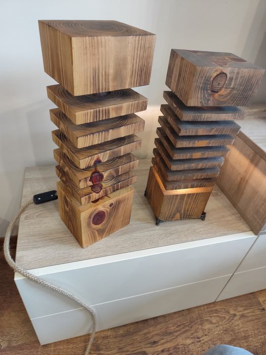 Дизайнерска дървена лампа – ръчна изработка, естествени материали