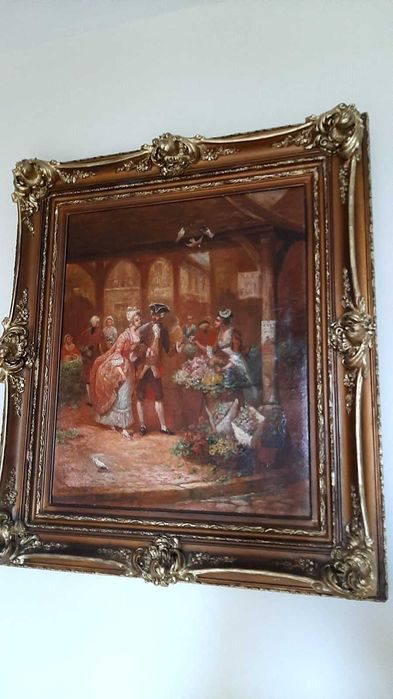 Alfred Bastien,tablou, ulei pe panza,63.5x53.35 cm,semnt, 1900, Belgia