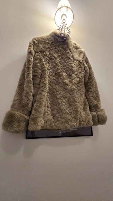 Haină de blană artificială, bej cafeniu, Morgan, mărime 38