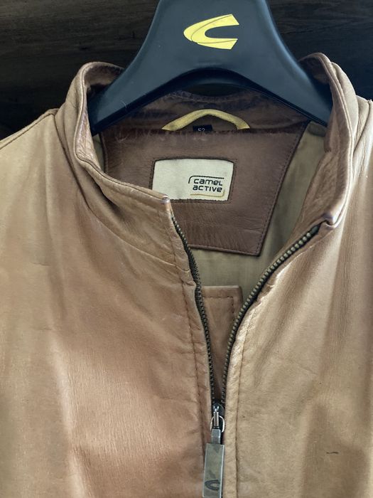 Кожено бежово яке Camel, размер 52