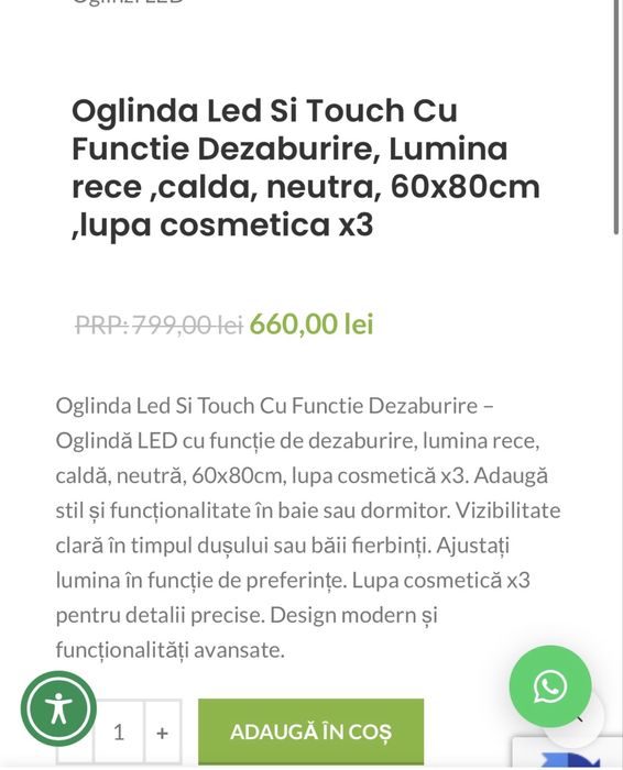 Oglinda baie cu led si touch 60x80