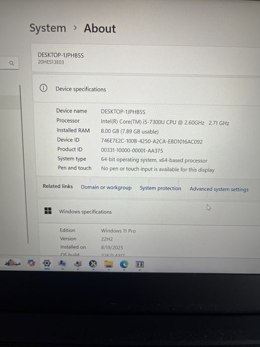 Laptop Lenovo ThinkPad T470 , i5 Gen 7 , SSD m2 256 GB