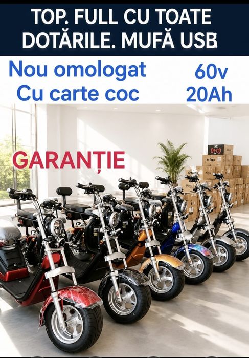 Scuter electric nou cu carte coc și garanție