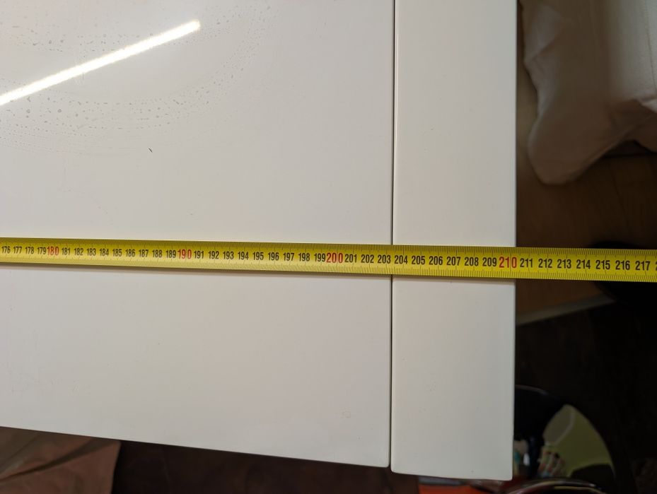 Разтегателна трапезна маса 130 х 80 см бял гланц MDF МДФ