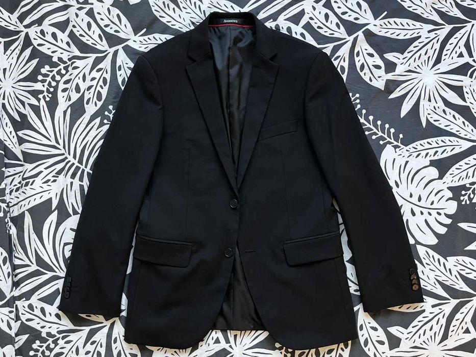 Черен костюм вискоза Andrews 48/M - обличан веднъж