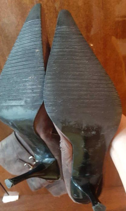 Ботуши естествена кожа-вишнев цвят,размер 36-българска номерация