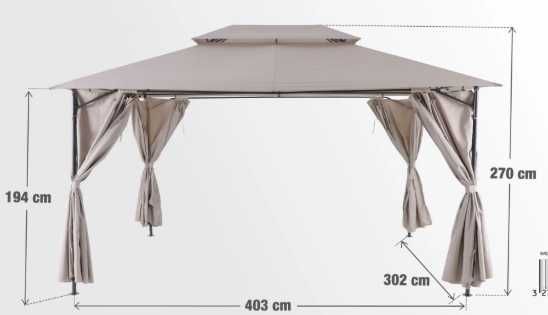 Pavilion CORT Foisor Maro BeJ Impermeabil Umbrela Cadru Metal Evenimente Gradina Terasa Curte 4 x 3 x 2.7 metri + Pereti Laterali + Livrare Gratuita