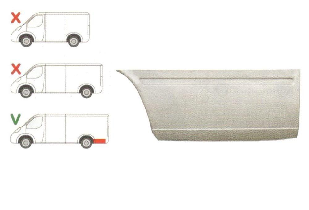Segment reparatie aripa spate Mercedes Sprinter 192007, Lt 192006 Partea Dreapta, Spate, baza roti : 4025 mm, lungime 1185 mm, inaltime 500 mm, in