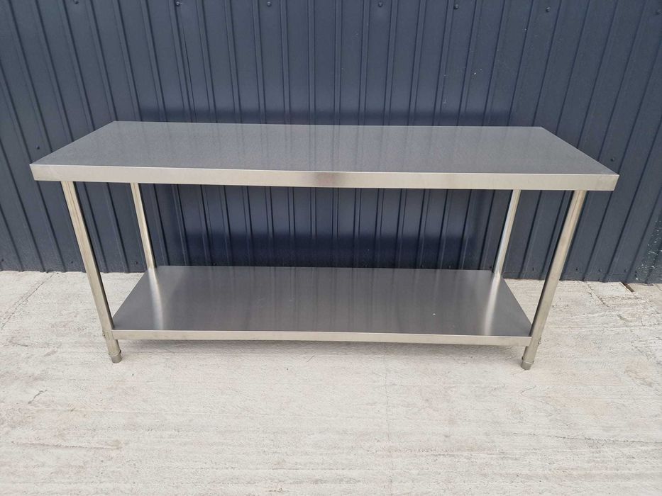 Masa inox cu rebord cu 1 poliță 160x70x85 cm,transport gratuit