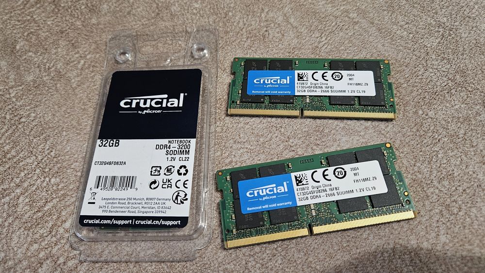 3 x Crutial 32 GB DDR4 SODIMM