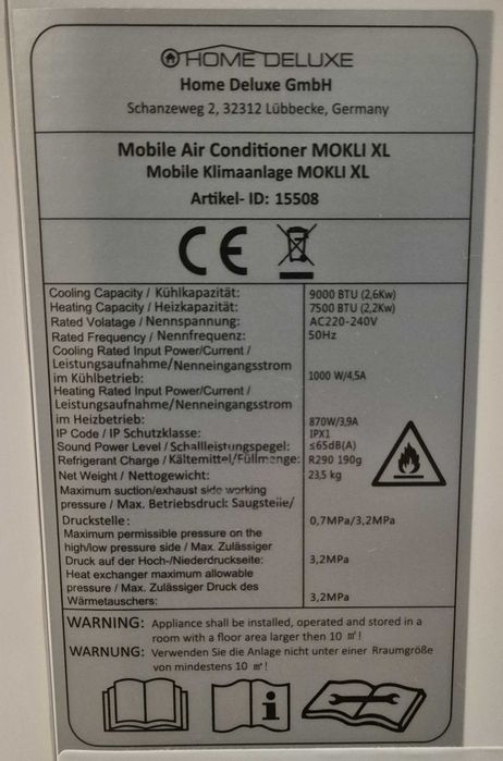 Aer Conditionat Mobil HomeDelux Model Mokli XL