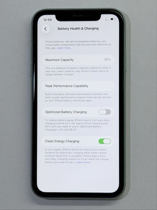 iPhone 11 Green 91% battery