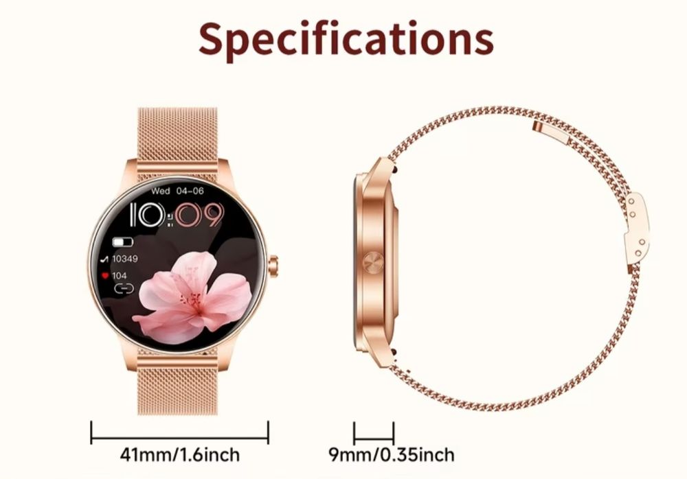 Дамски смарт часовник с два вида каишки ,много функции и 7дни батерия