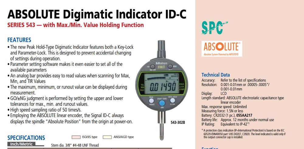 Индикаторен часовник Mitutoyo 543-300B