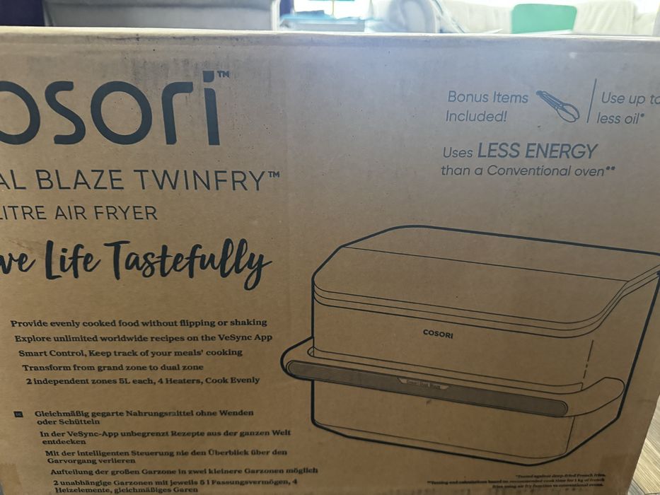 Friteuză cu Aer Cald Cosori Dual Blaze TwinFry, 10 litri