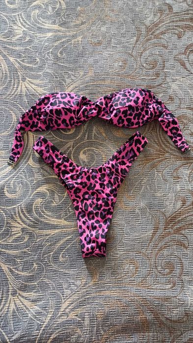 Costum de baie damă S – Animal Print Roz – Nou, nepurtat – două piese