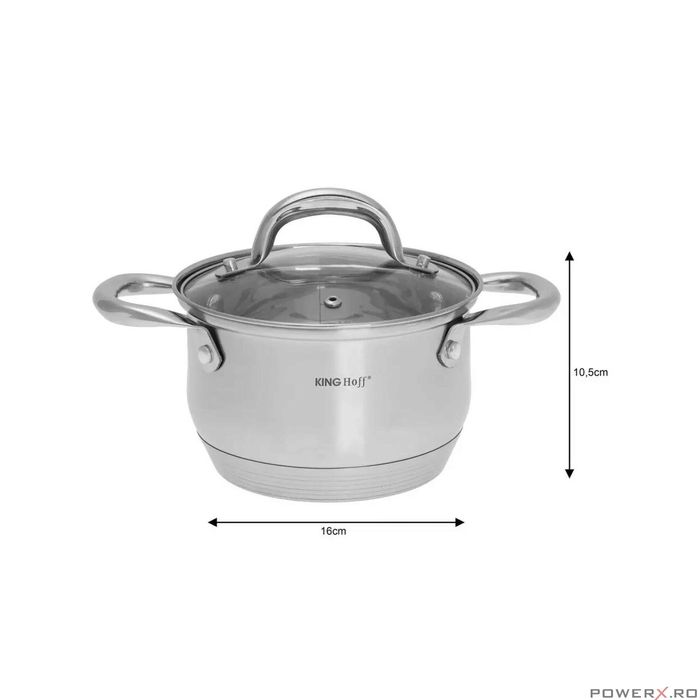 Set de 5 oale cu capac din inox, dimensiuni 16, 16, 18, 20, 24 cm,