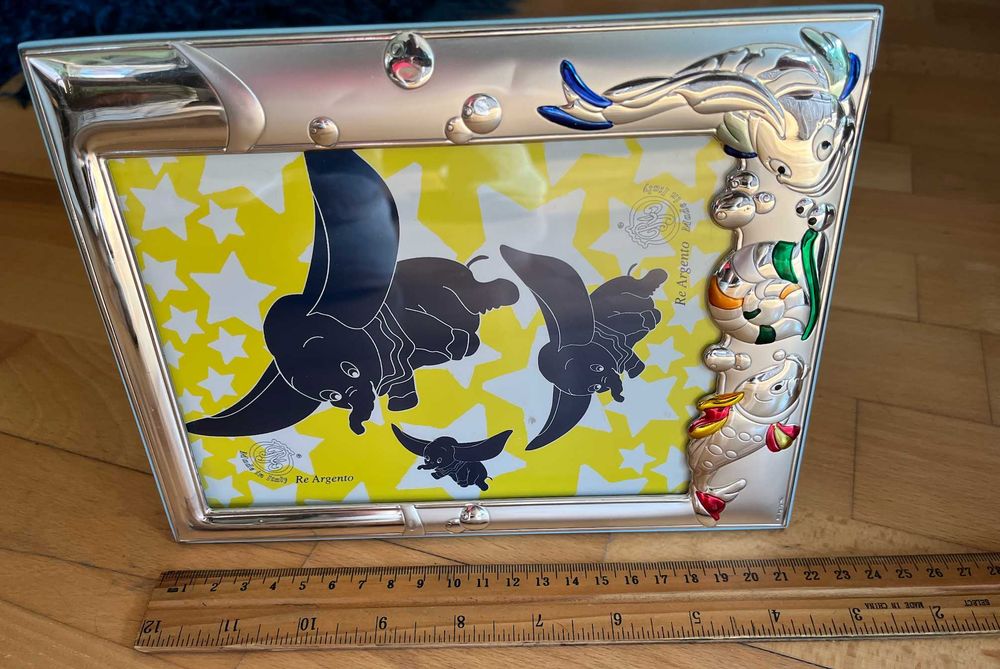 Cadou Botez - Ramă Foto ARGINT Re Argento Italy - Disney Dumbo (22 x 17 cm)