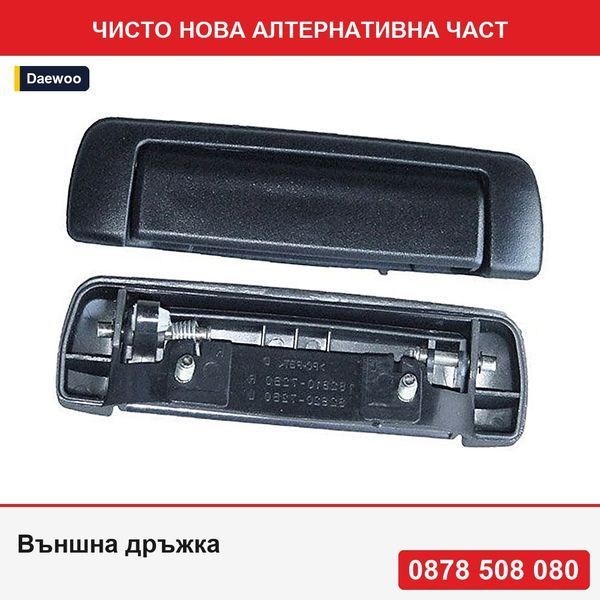 Външна дръжка за отваряне на предна врата за Daewoo Tico 1991-2000, черна/текстурирана, без уплътнение - Деу Тико