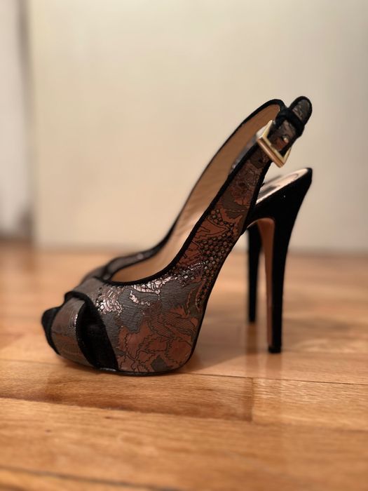 Официални обувки с платформа естествена кожа