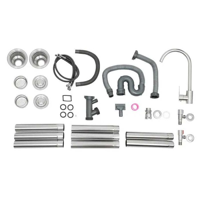 Chiuveta inox 2 cuve inox120x45x80cm suport baterie  noua restaurant