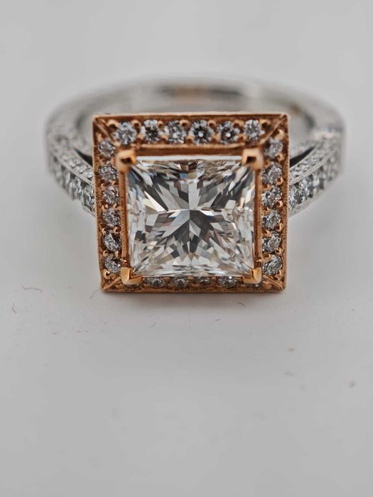 inel 18k/PT diamante naturale si lab grown 4ct IGI