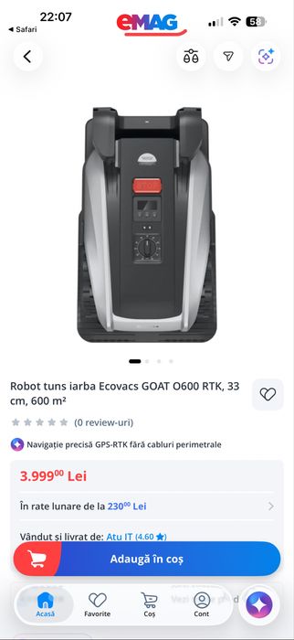 Robot tuns iarba ECOVACS GOAT 0600 RTK