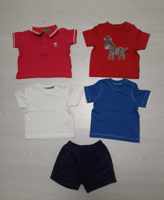 Tricouri 4 buc din UK bebelus+pantalon scurt raiat marca Kids Cent