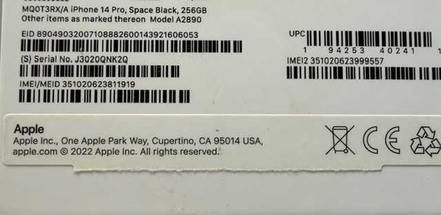 iPhone 14Pro, 256GB, Space Black, 100% baterie, neblocat - husa kevlar, 2 x folii protectie ecran sticla- impecabil