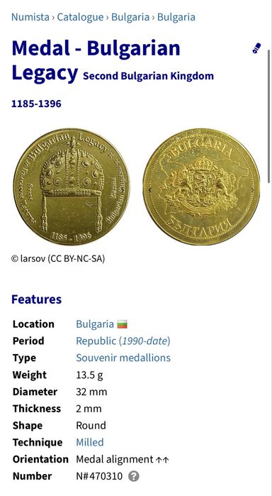 Юбилейна монета „Bulgarian Legacy“ (1185–1985)