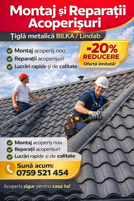 Montaj Tabla BILKA Reparații Acoperișuri hidroizolații Terase