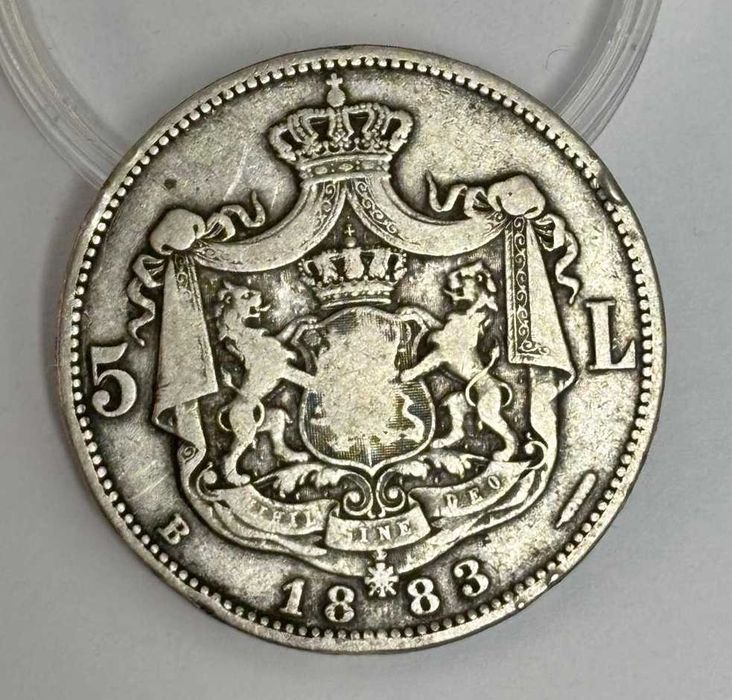moneda argint 5 Lei 1883 - Carol I