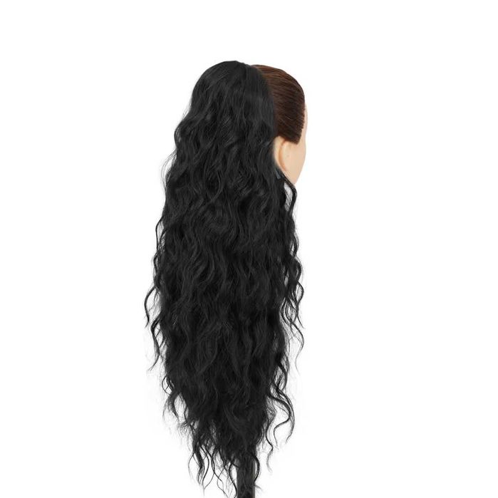 Extensie coadă de cal BARSDAR 66 cm, ondulată, cu șnur reglabil – Negru natural 1B