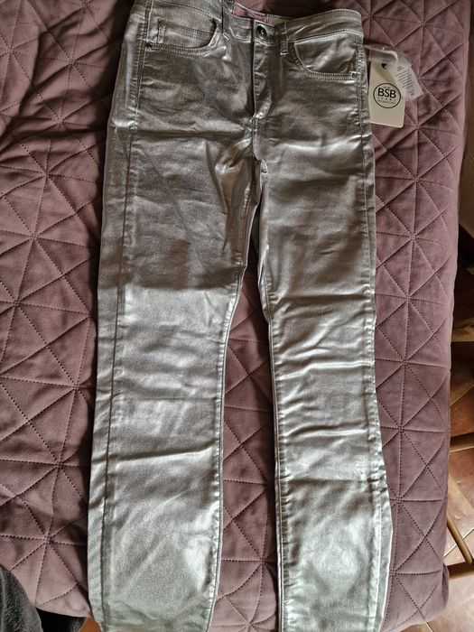 Сребристи skinny дънки BSB