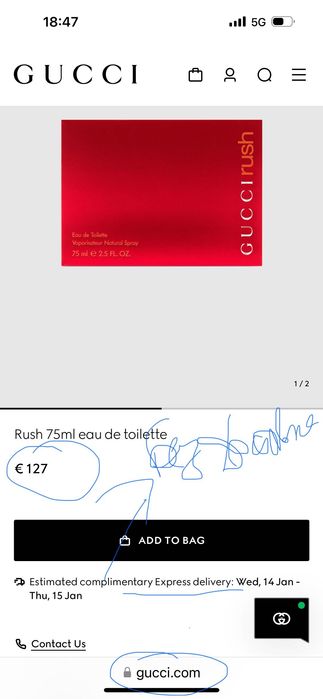 Gucci Rush Limited Edition Мирише на куклаБарби НеразпечатванГолям75мл