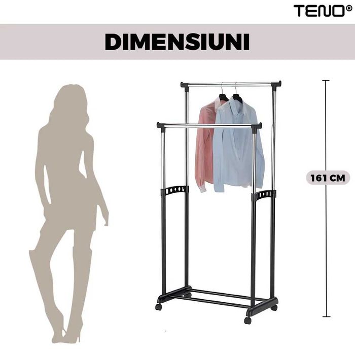 Suport Stender dublu pentru umerase haine pantofi cu roti