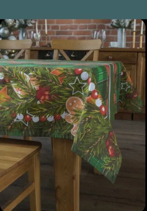 Новогодняя скатерть 145×220 см.Отличный подарок на новый год