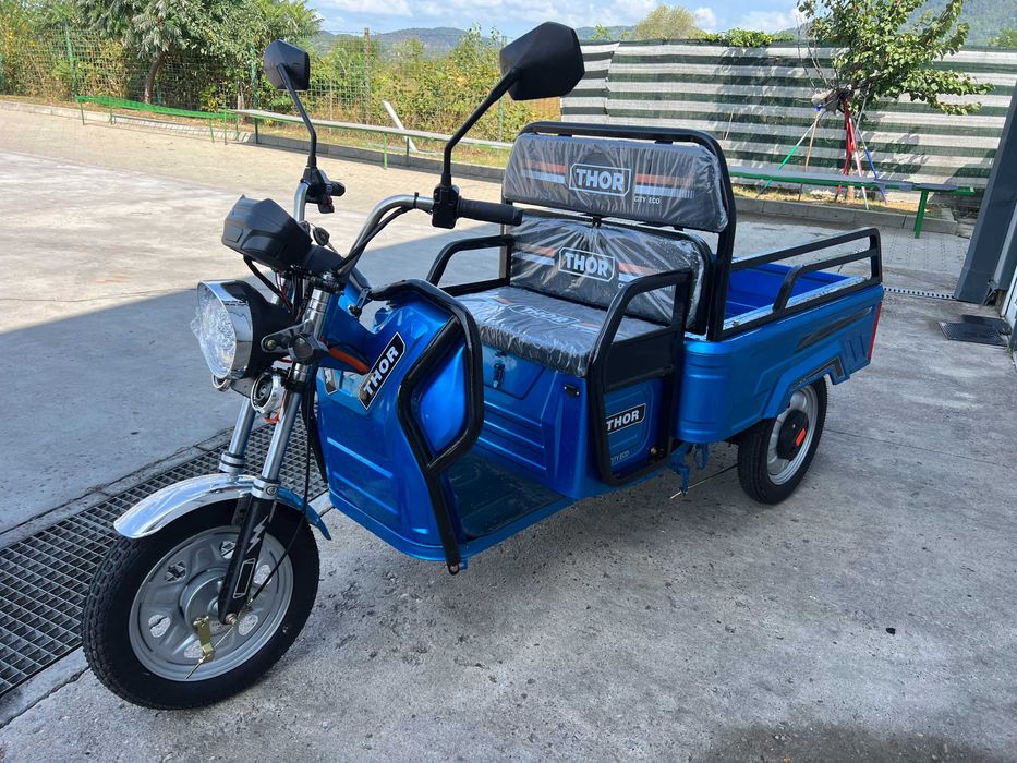 Triciclu electric nou Thor City Eco Green Army Blue Sky Agramix