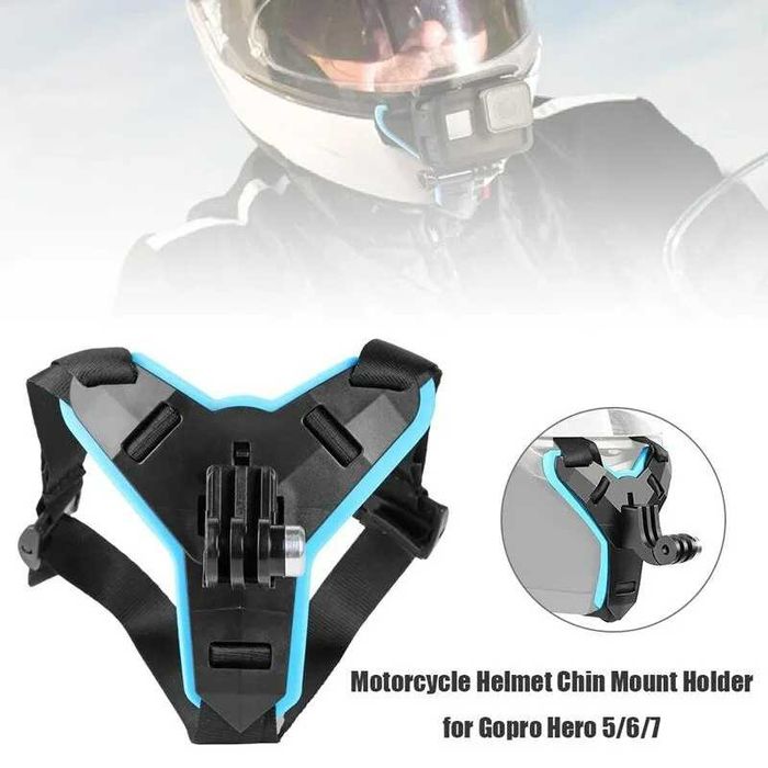 Ham reglabil pt casca motocicleta mount prindere GoPro negru albastru