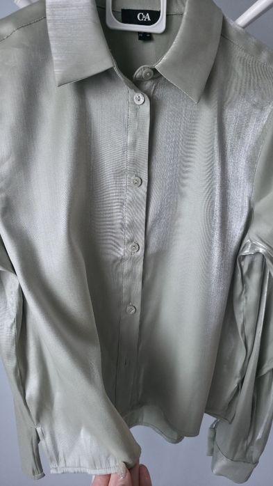 Cămașă de damă din satin verde pal C&A, marimea 36