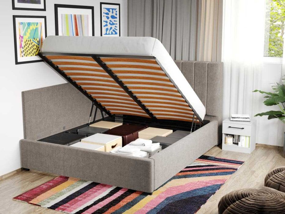 Pat Tapitat de colt saltea de 190 Adam Bej Eden 4 rabatabil + lada