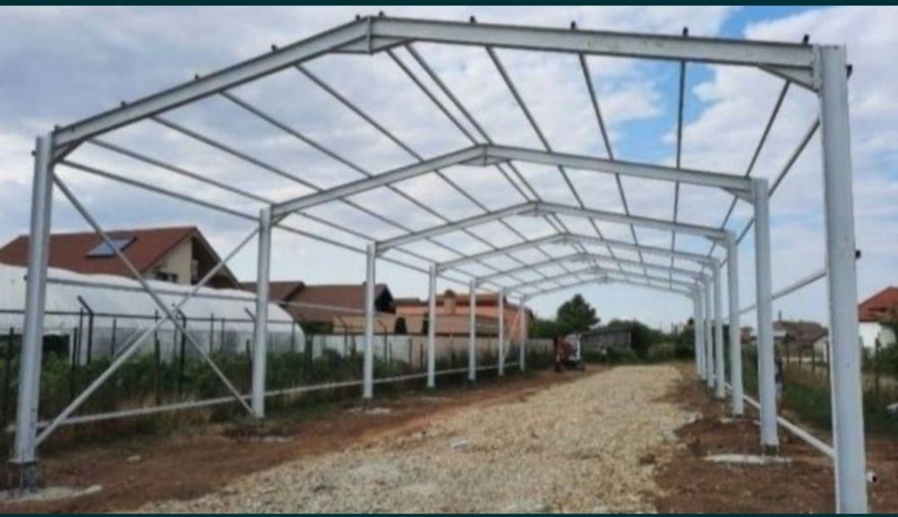 Vand hala pe structura metalica destinata pentru servicie auto,state
