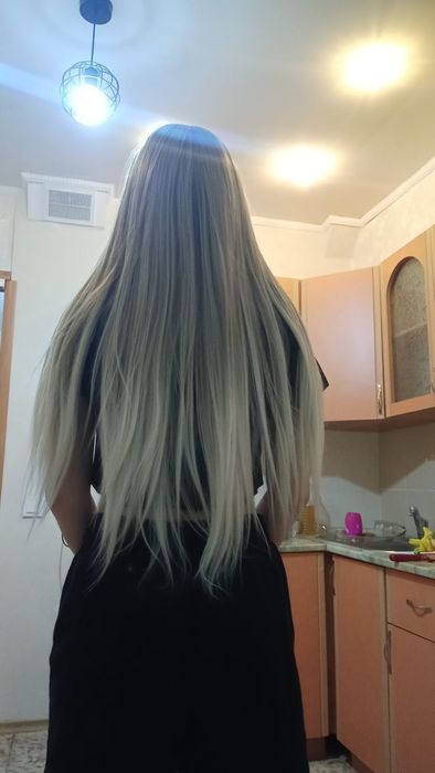 Длинный парик блонд аиртач густой