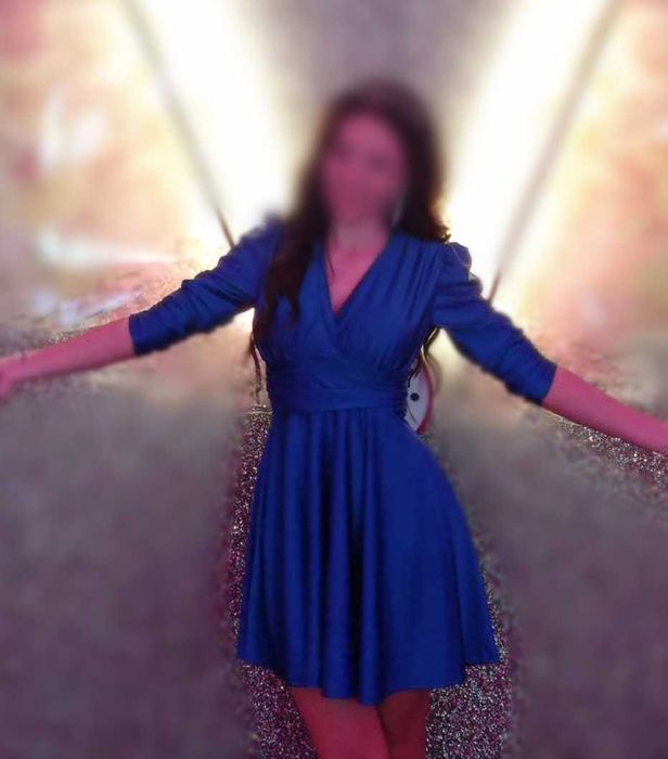 Рокля кралско синьо сатен