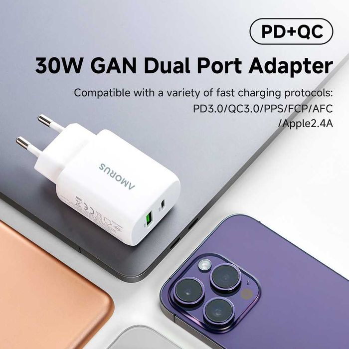Incarcator Fast Charge 30W Cablu 2M iPhone Huawei Honor Lenovo Samsung