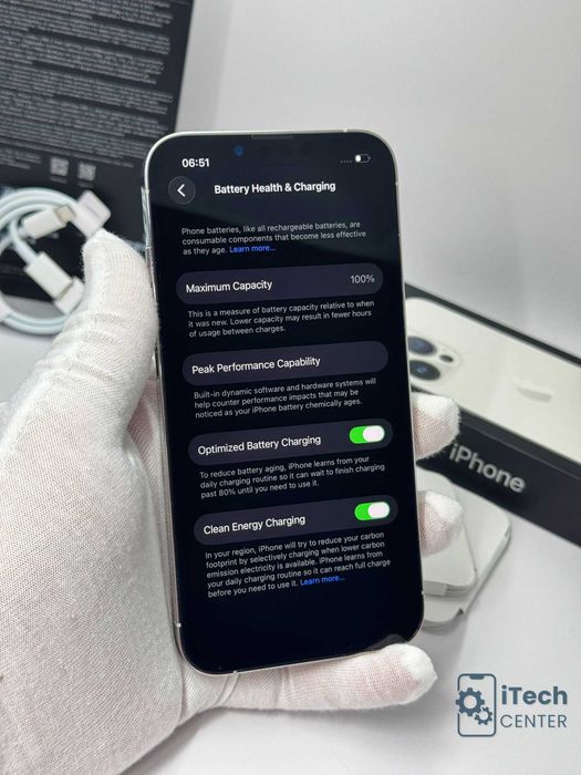 iPhone 13 Pro 128GB Silver, 100% батерия, НЕРАЗЛИЧИМ ОТ НОВ, 1г. ГАРАНЦИЯ!