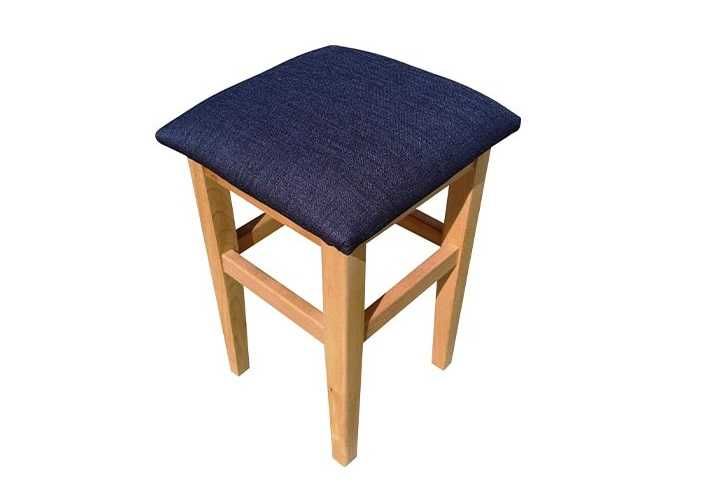 Scaun tip taburet cu sezut tapitat, lemn masiv de fag