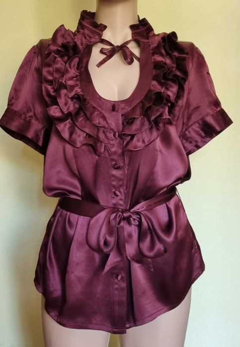 Camasa arhitecturala, matase naturala 100%, burgundy, marimea L